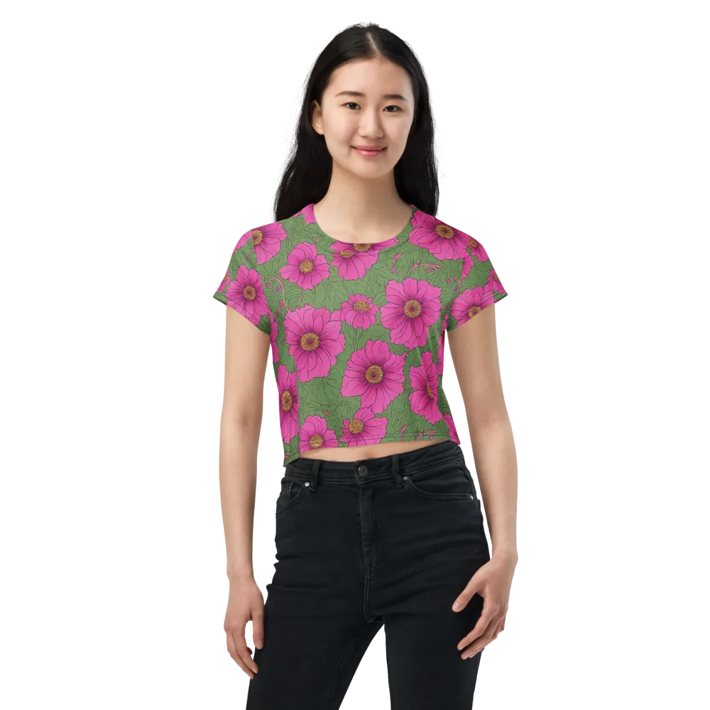 Fuchsia Garden on Crop Tee — Front