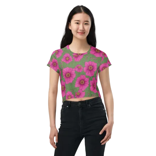 Fuchsia Garden on a Crop Tee