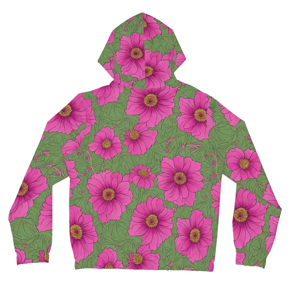 Fuchsia Garden on Women's Full-Zip Hoodie — Back