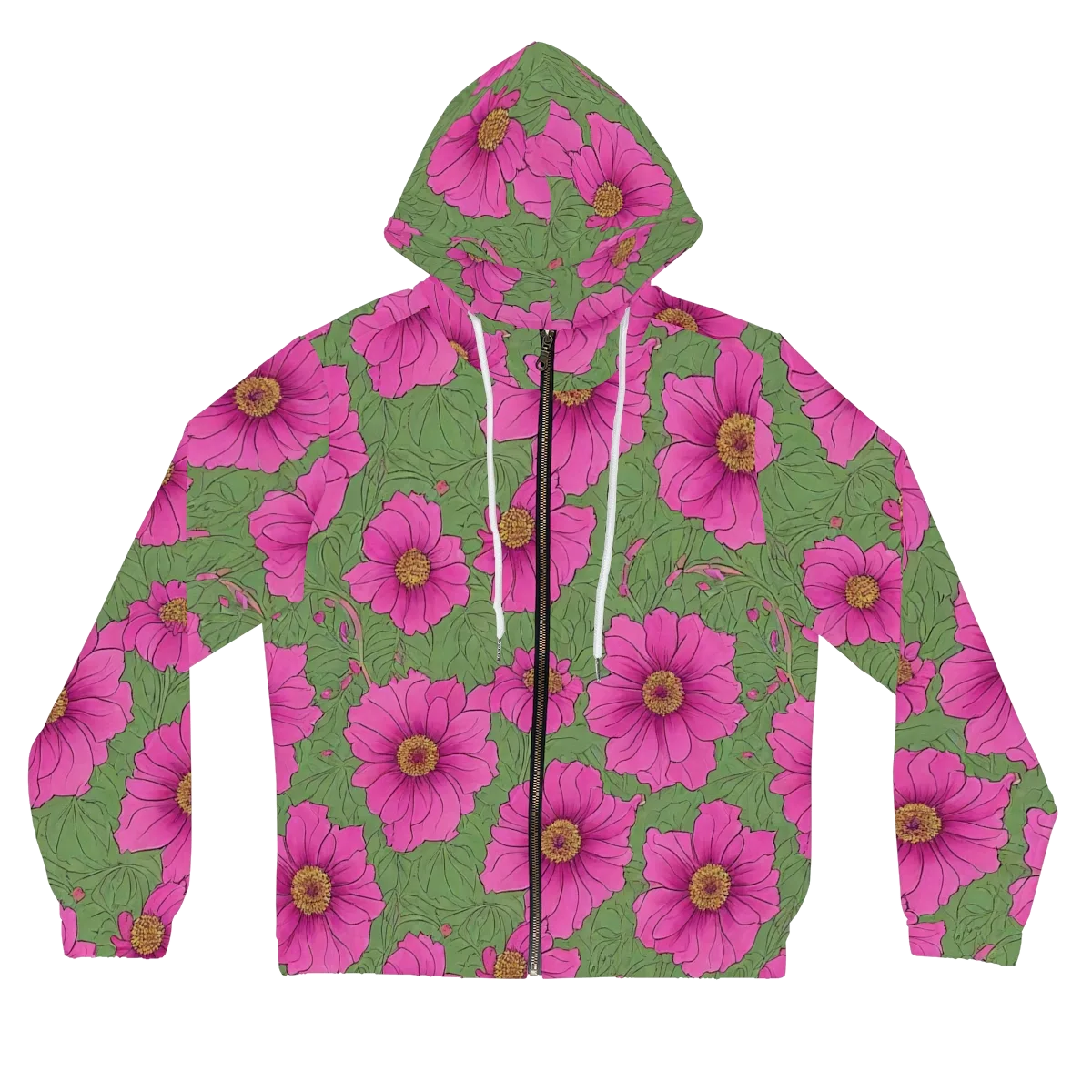 Fuchsia Garden on Women's Full-Zip Hoodie — Front