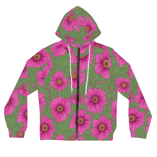 Fuchsia Garden on a Women's Full-Zip Hoodie
