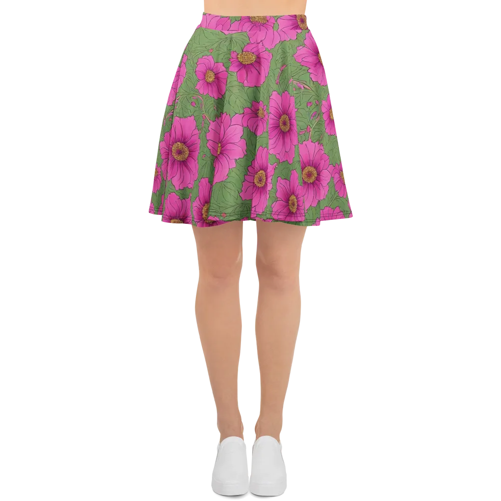 Fuchsia Garden on Skater Skirt — Front