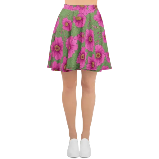 Fuchsia Garden on a Skater Skirt
