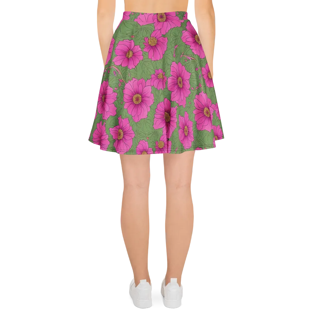 Fuchsia Garden on Skater Skirt — Back