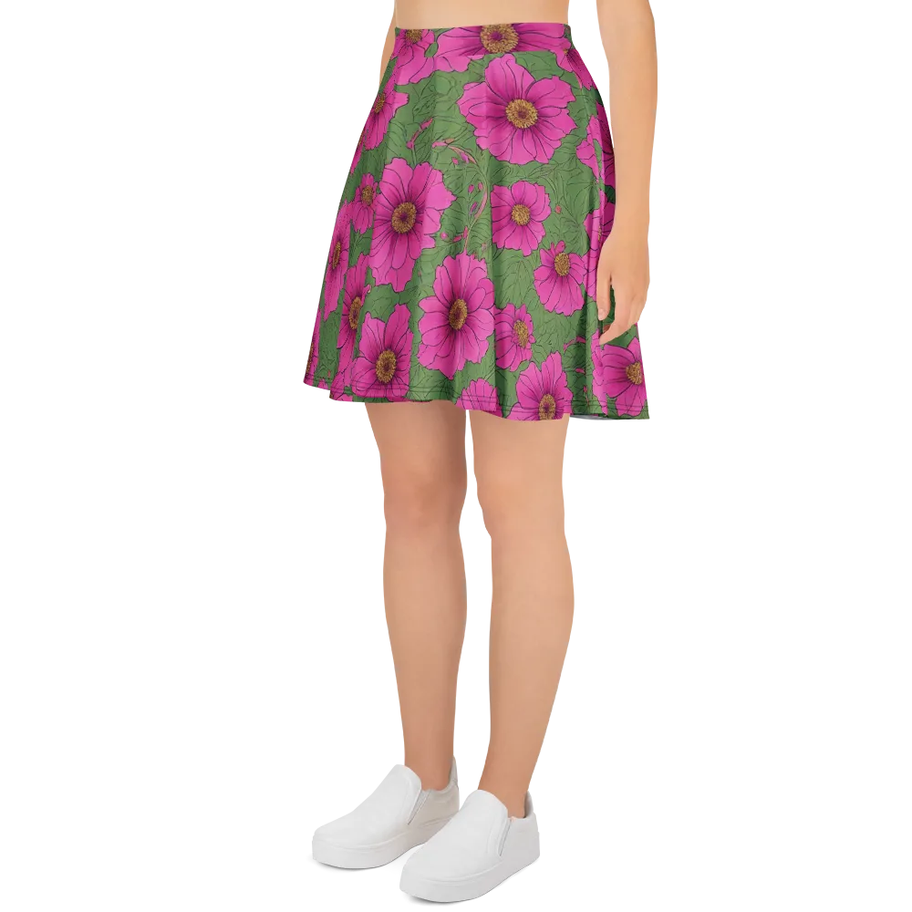 Fuchsia Garden on Skater Skirt — Left