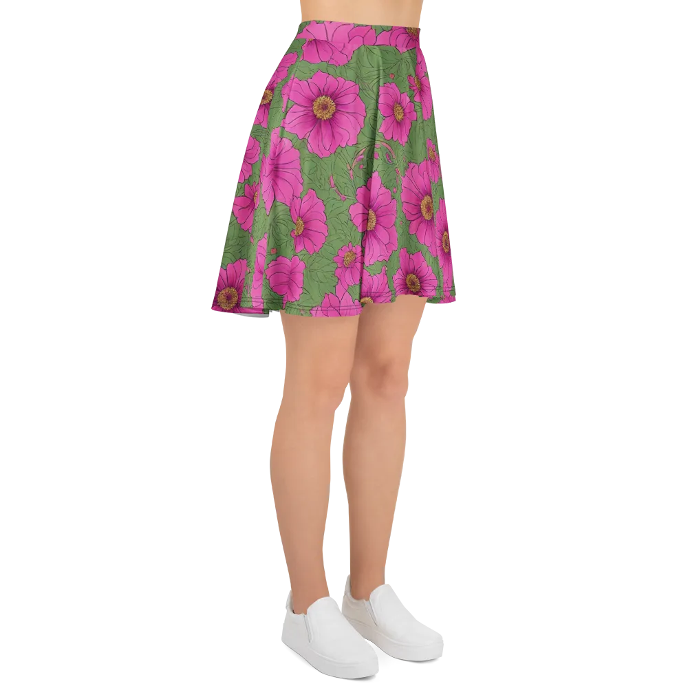 Fuchsia Garden on Skater Skirt — Right