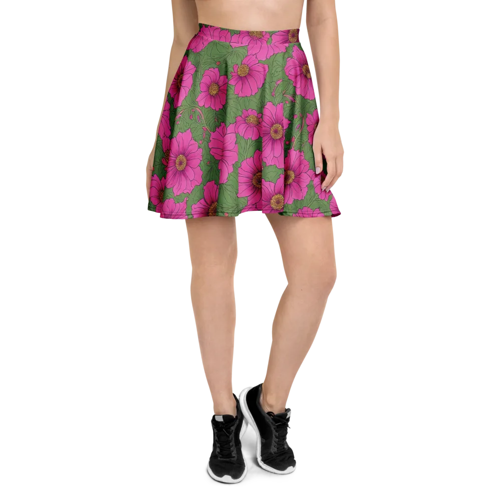Fuchsia Garden on Skater Skirt — Front
