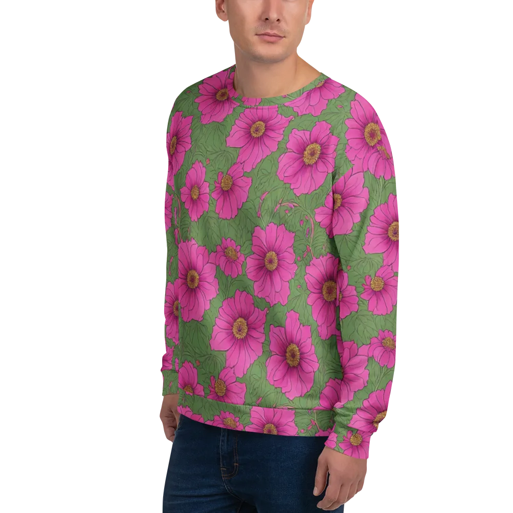 Fuchsia Garden on Sweatshirt — Left Front
