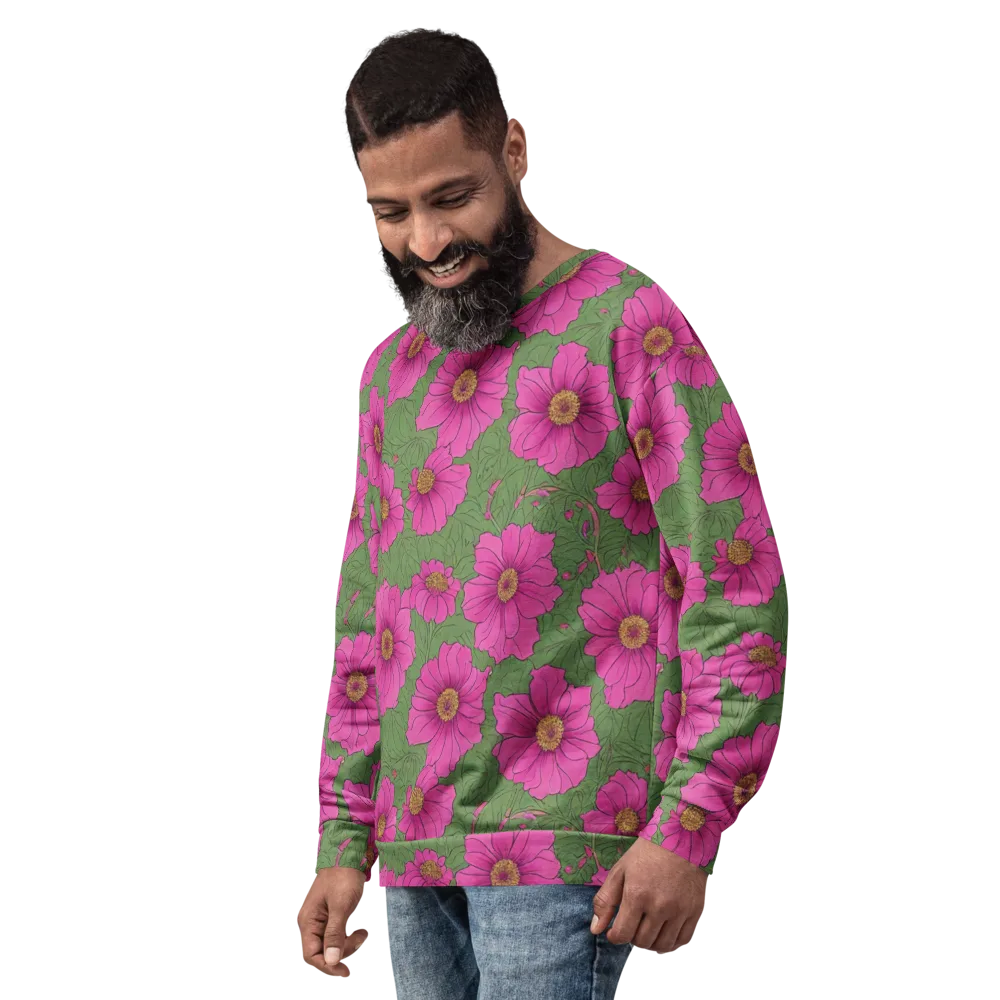 Fuchsia Garden on Sweatshirt — Left Front