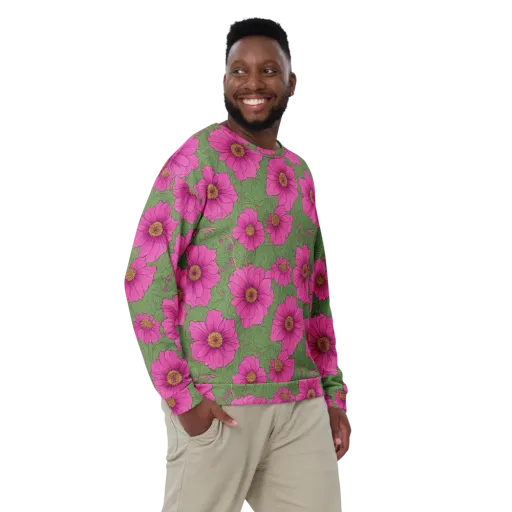 Fuchsia Garden on a Sweatshirt
