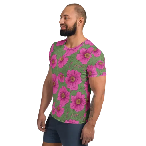 Fuchsia Garden on a Men's Athletic T-Shirt