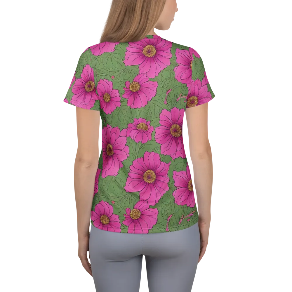 Fuchsia Garden on Women's Athletic T-Shirt — Back