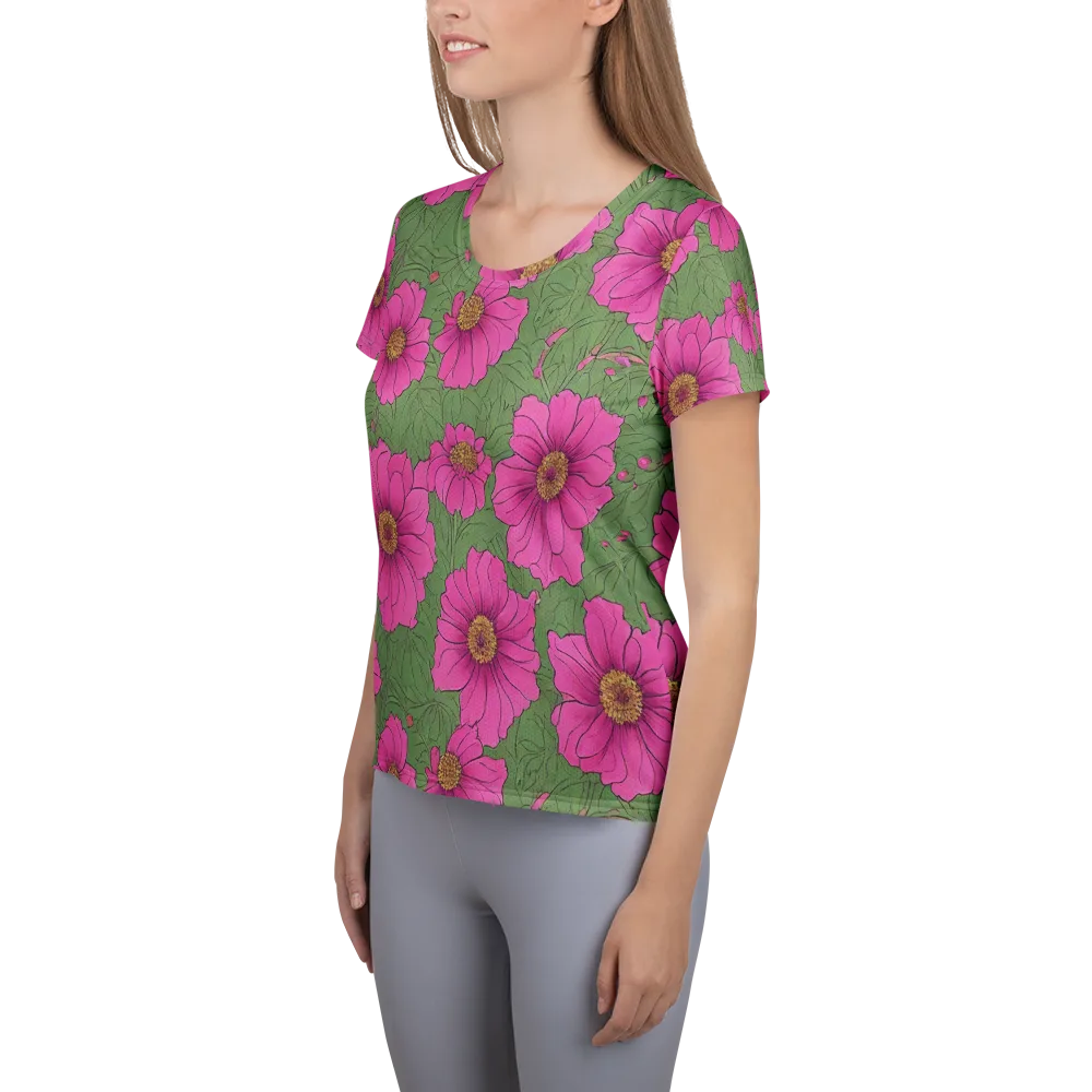 Fuchsia Garden on Women's Athletic T-Shirt — Left