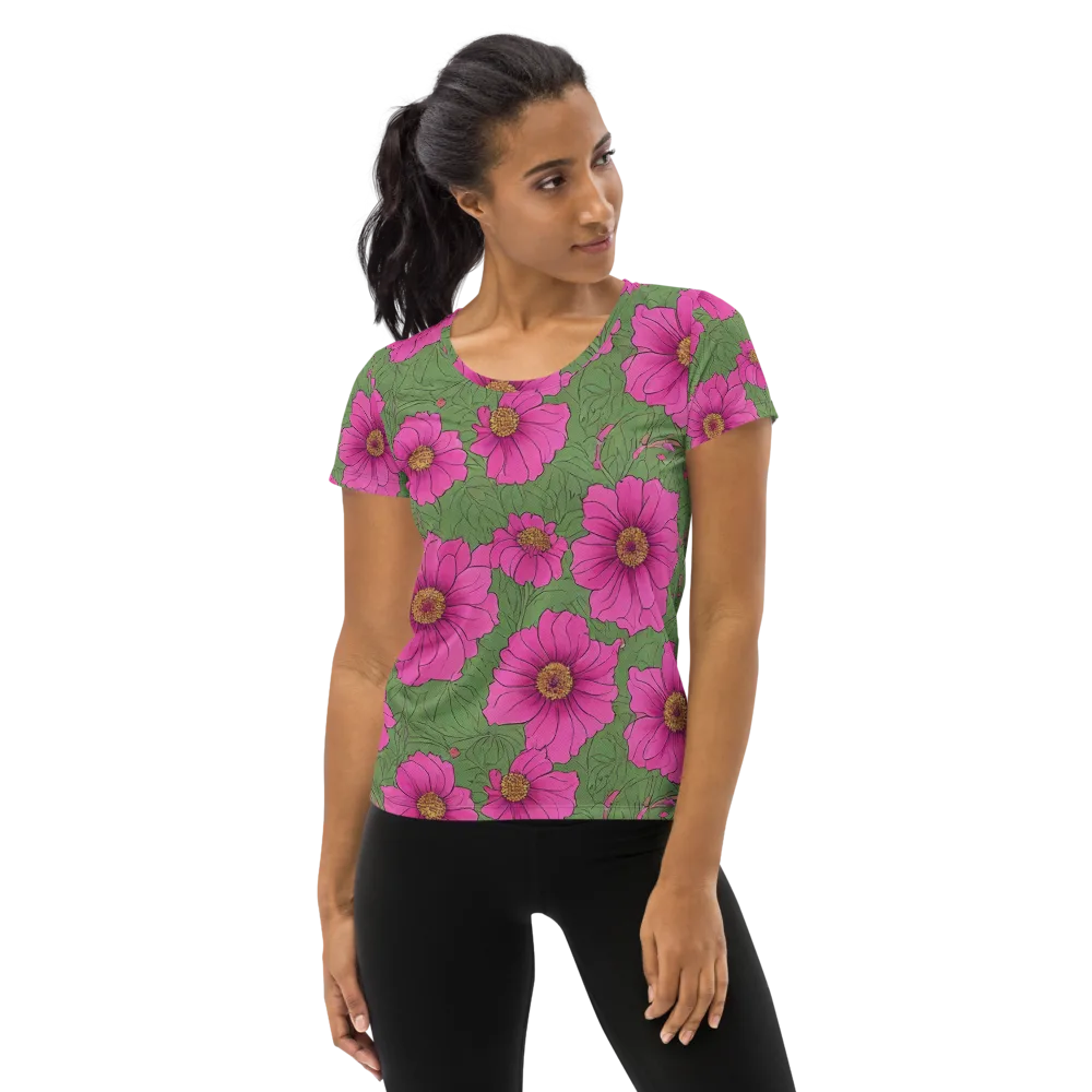 Fuchsia Garden on Women's Athletic T-Shirt — Front