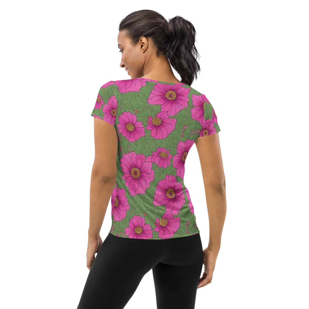 Fuchsia Garden on Women's Athletic T-Shirt — Back