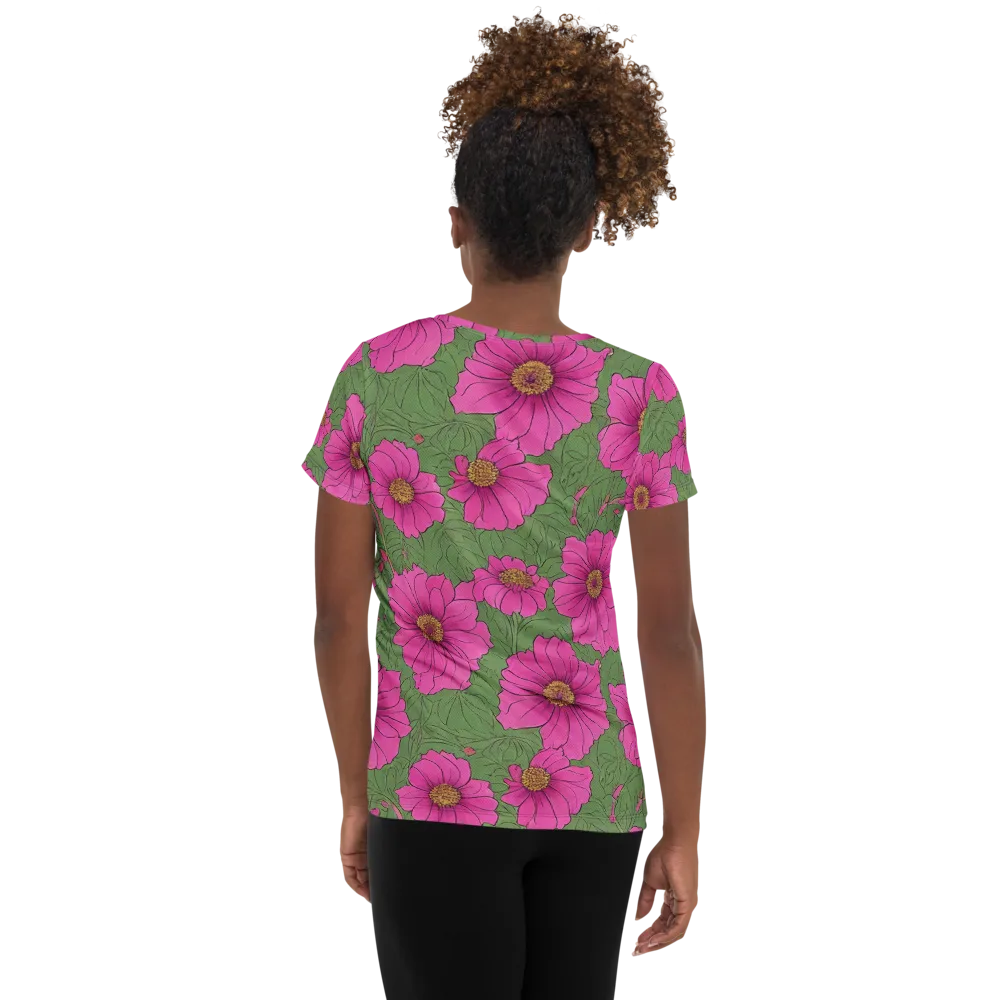 Fuchsia Garden on Women's Athletic T-Shirt — Back