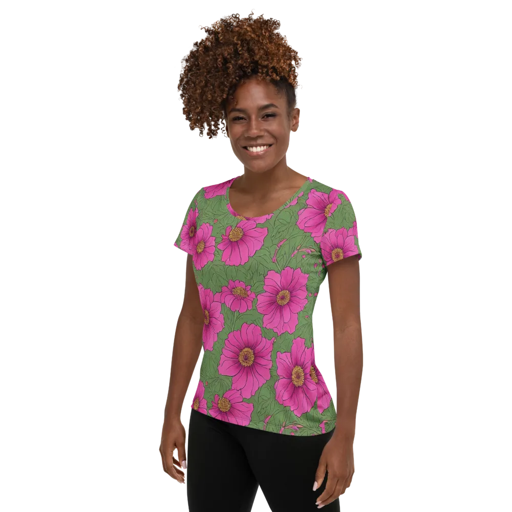 Fuchsia Garden on Women's Athletic T-Shirt — Left