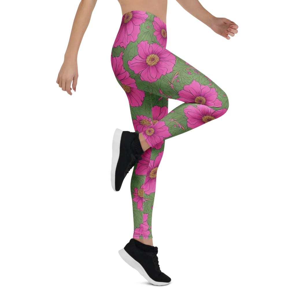 Fuchsia Garden on Leggings — Right