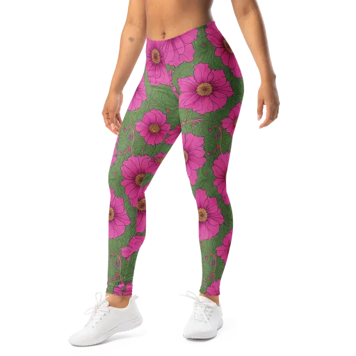 Fuchsia Garden on a Leggings