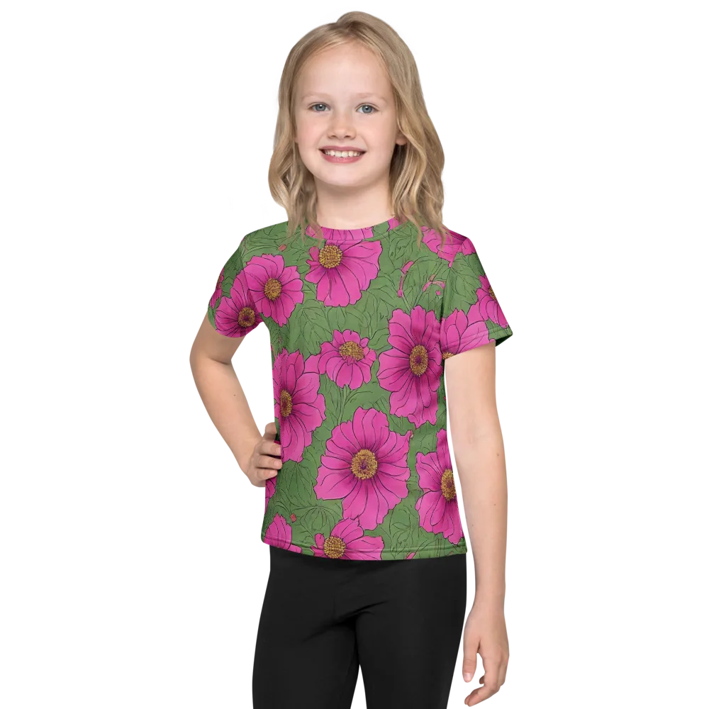 Fuchsia Garden on Kids Crew Neck T-Shirt — Front