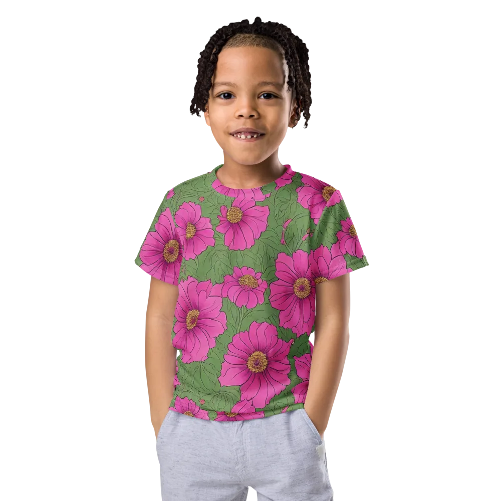 Fuchsia Garden on Kids Crew Neck T-Shirt — Front