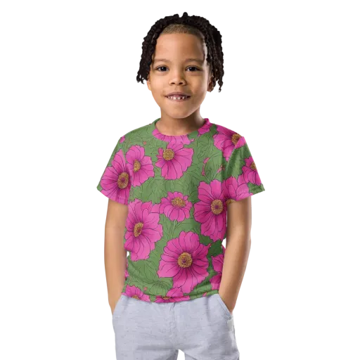 Fuchsia Garden on a Kids Crew Neck T-Shirt