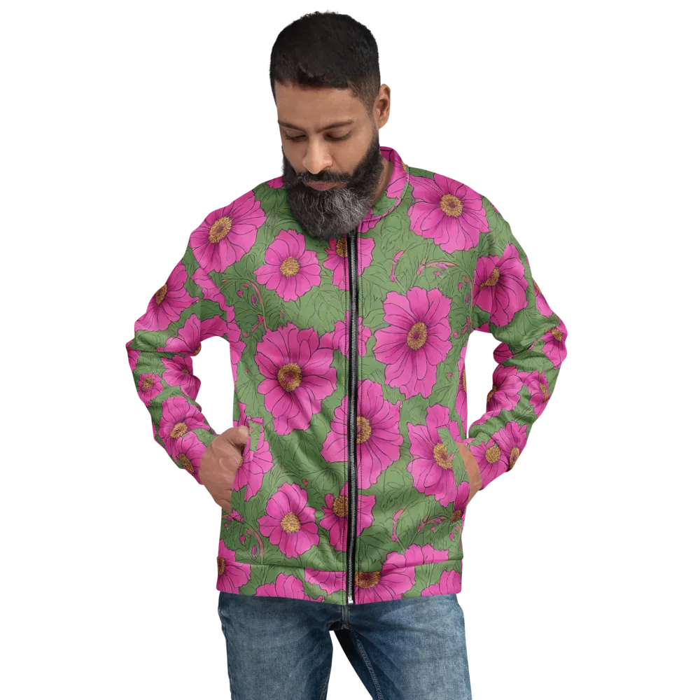 Fuchsia Garden on Bomber Jacket — Front