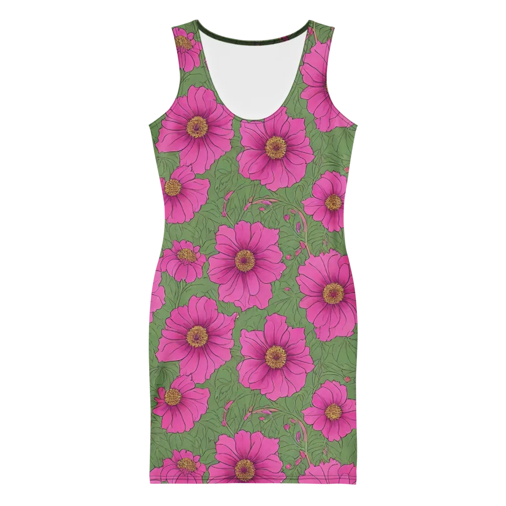 Fuchsia Garden on Bodycon Dress — Front