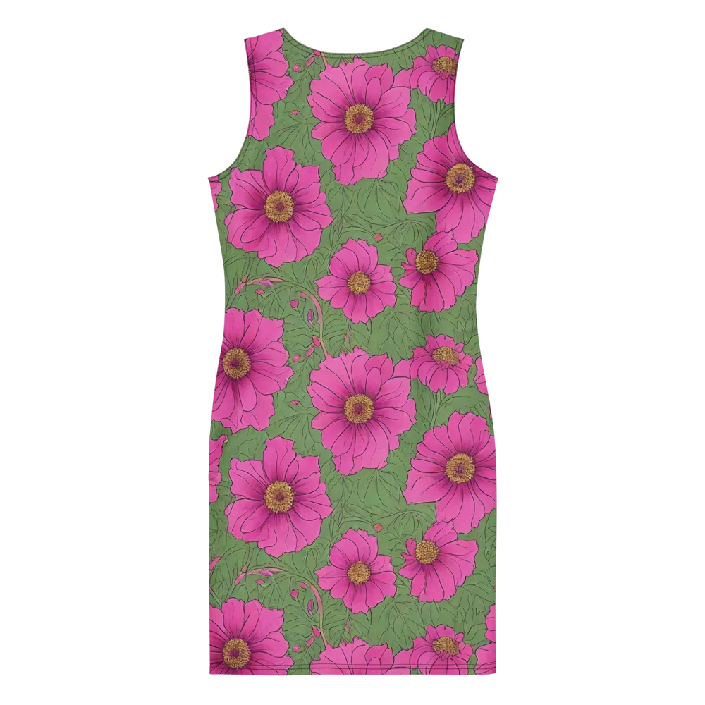 Fuchsia Garden on Bodycon Dress — Back