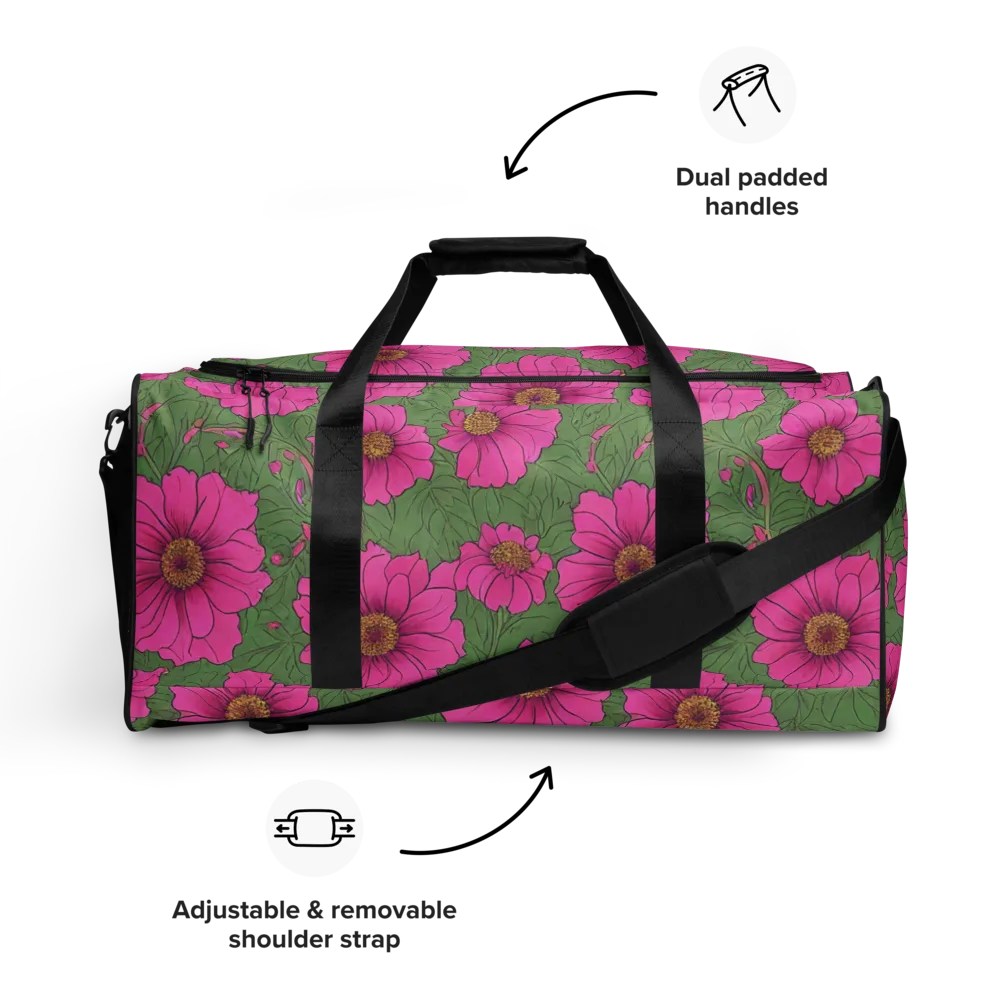 Fuchsia Garden on Duffle Bag — Front