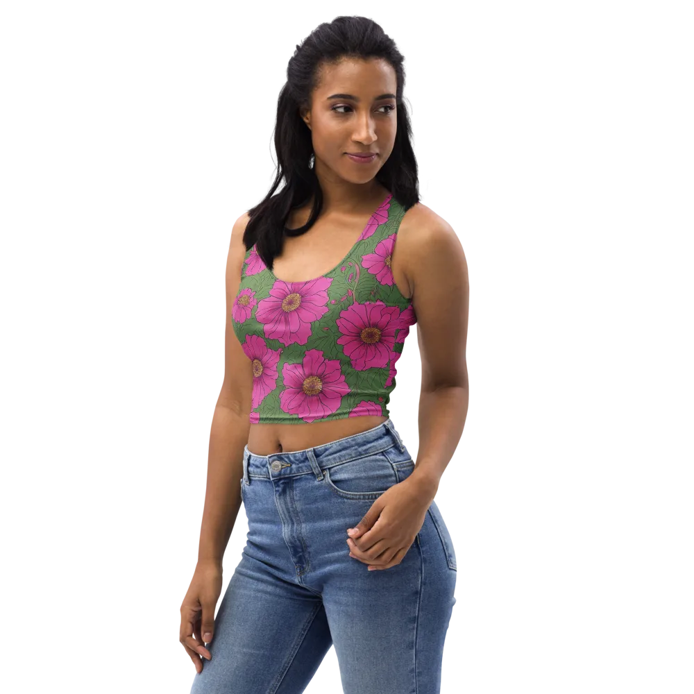 Fuchsia Garden on Crop Top — Left Front