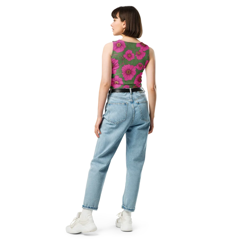 Fuchsia Garden on Crop Top — Back