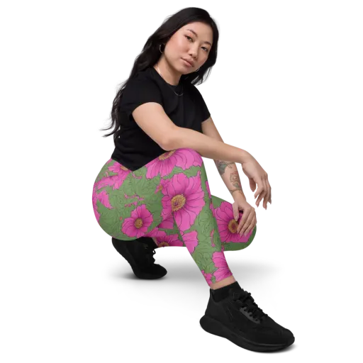 Fuchsia Garden on a Leggings with Pockets