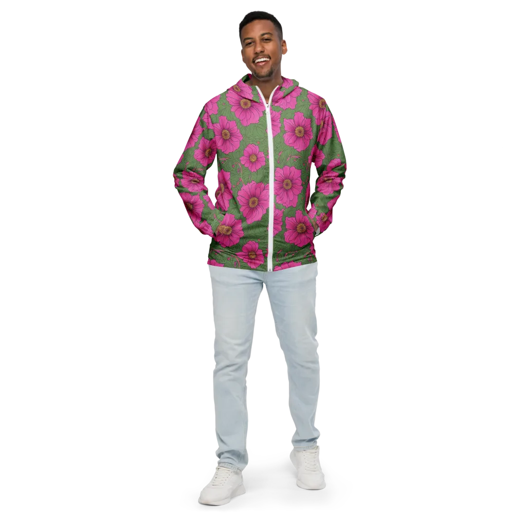 Fuchsia Garden on Men's Windbreaker — Front