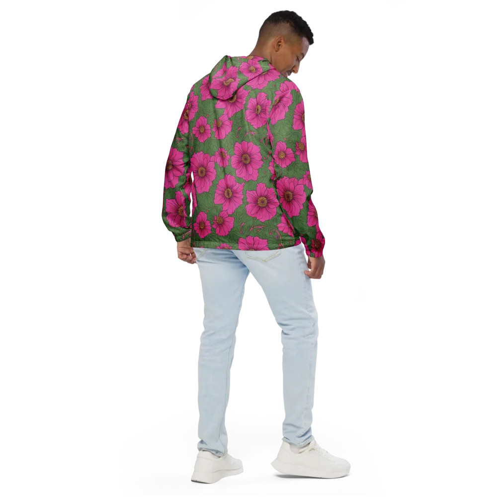 Fuchsia Garden on Men's Windbreaker — Back