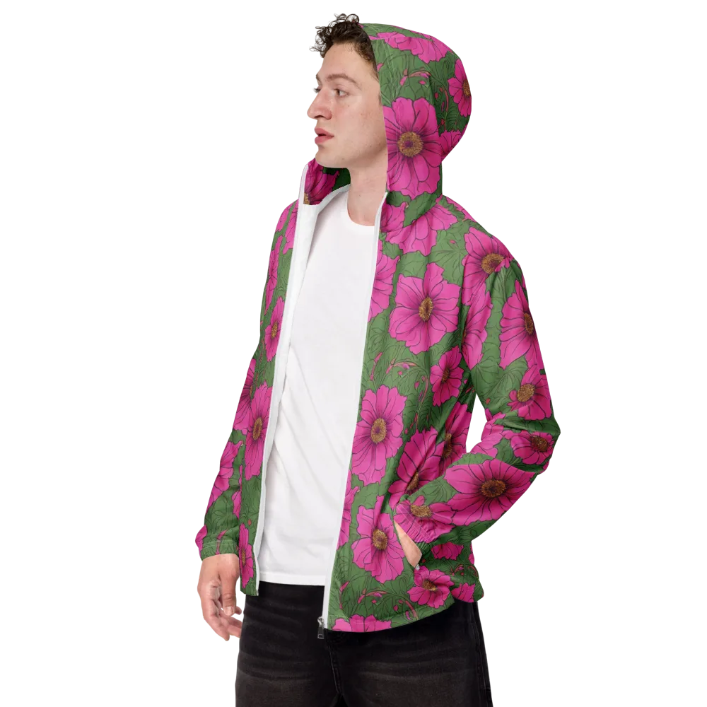 Fuchsia Garden on Men's Windbreaker — Left Front