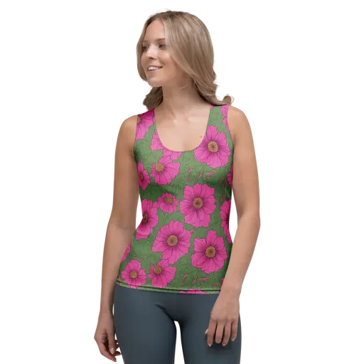 Fuchsia Garden on a Women's Tank Top
