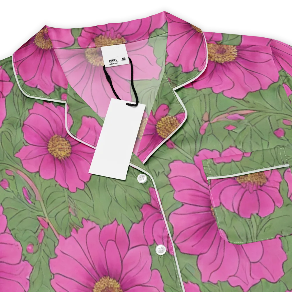 Fuchsia Garden on Women's Short Sleeve Pajama Top — Product details