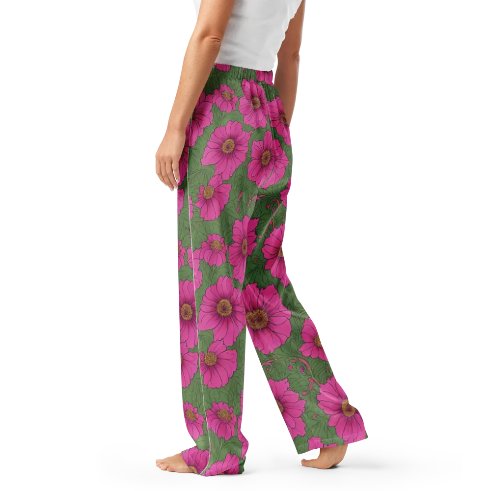 Fuchsia Garden on Women's Pajama Pants — Left