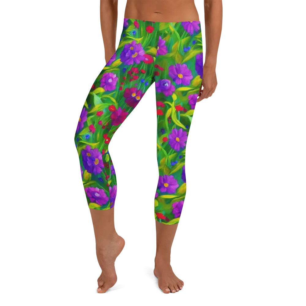 Violet Meadow on Capri Leggings — Front