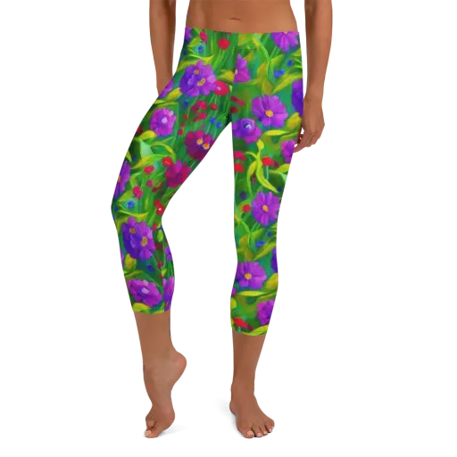Violet Meadow on a Capri Leggings