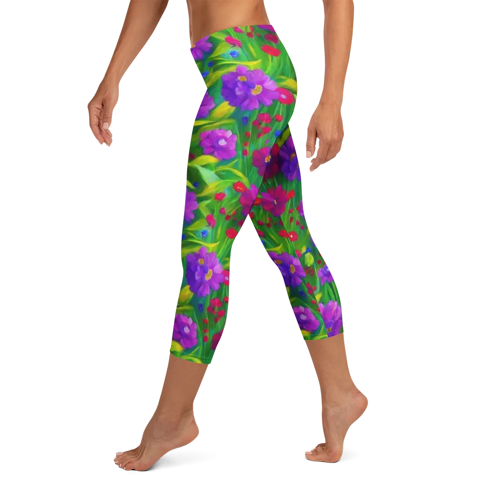 Violet Meadow on Capri Leggings — Left