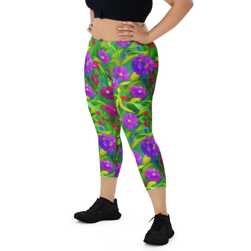 Violet Meadow on Capri Leggings — Front