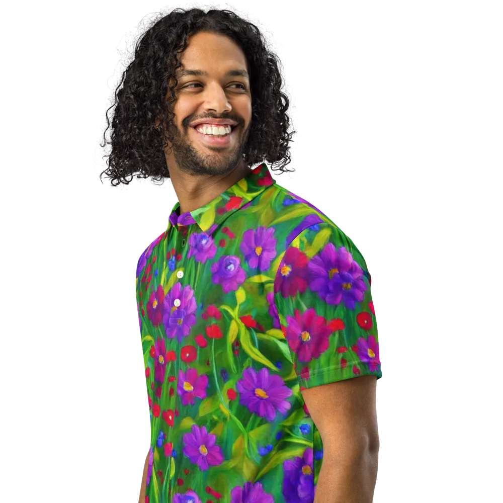 Violet Meadow on Men's Slim Fit Polo Shirt — Left Front