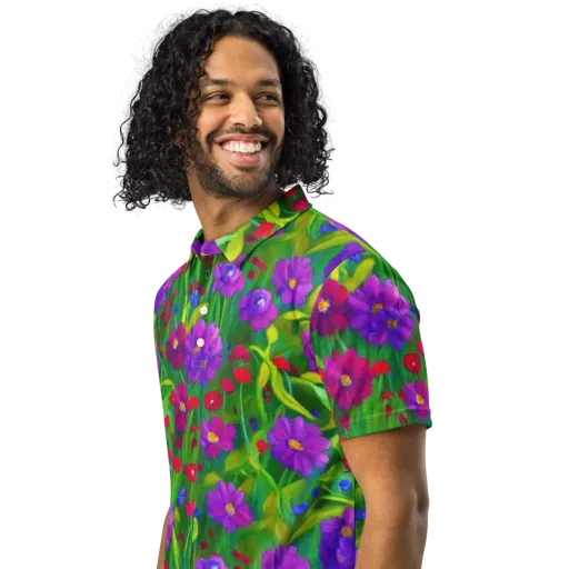 Violet Meadow on a Men's Slim Fit Polo Shirt