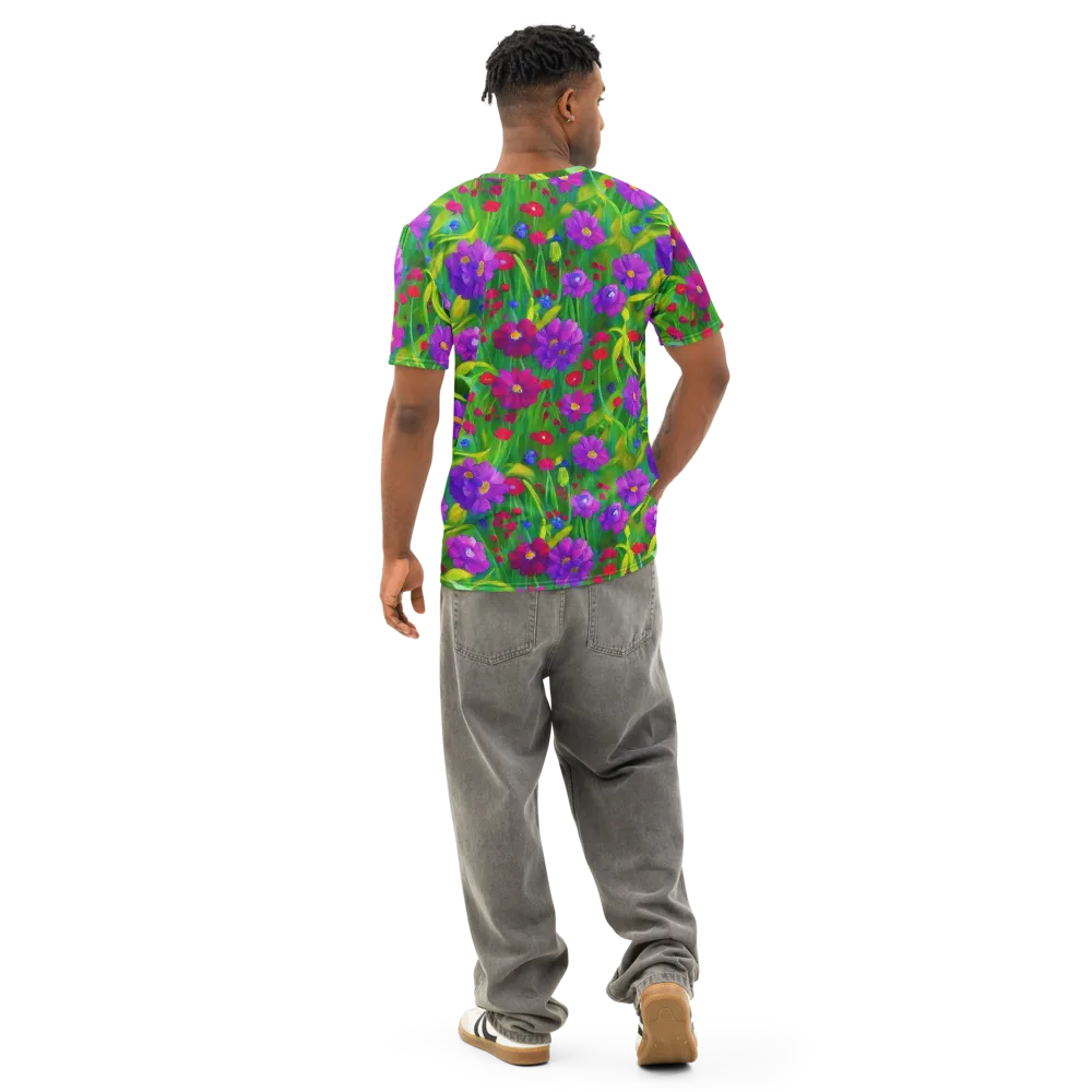 Violet Meadow on Men's Cotton Crew Neck T-Shirt — Back