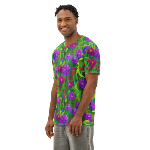 Violet Meadow on a Men's Cotton Crew Neck T-Shirt