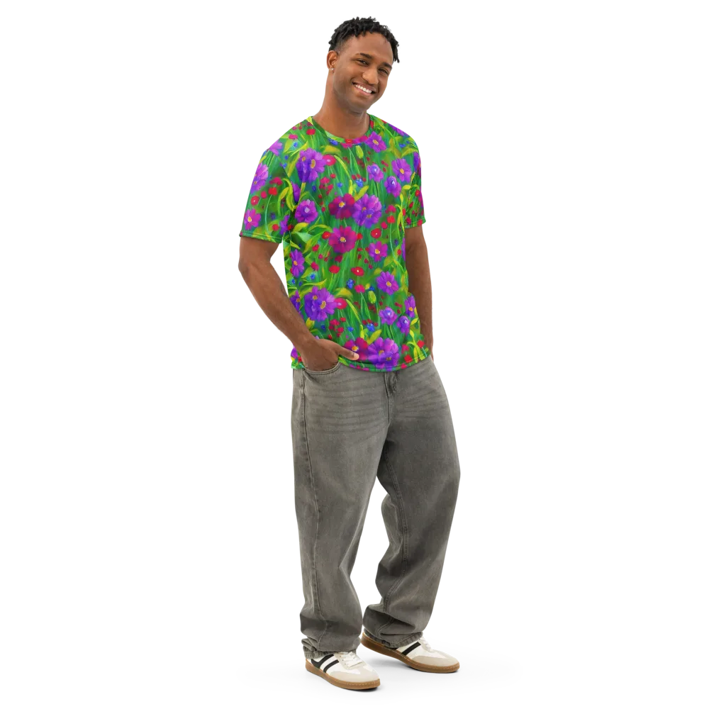 Violet Meadow on Men's Cotton Crew Neck T-Shirt — Right Front