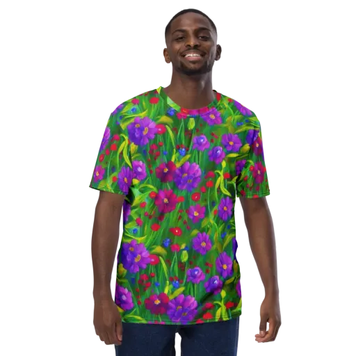 Violet Meadow on a Men's Crew Neck T-Shirt