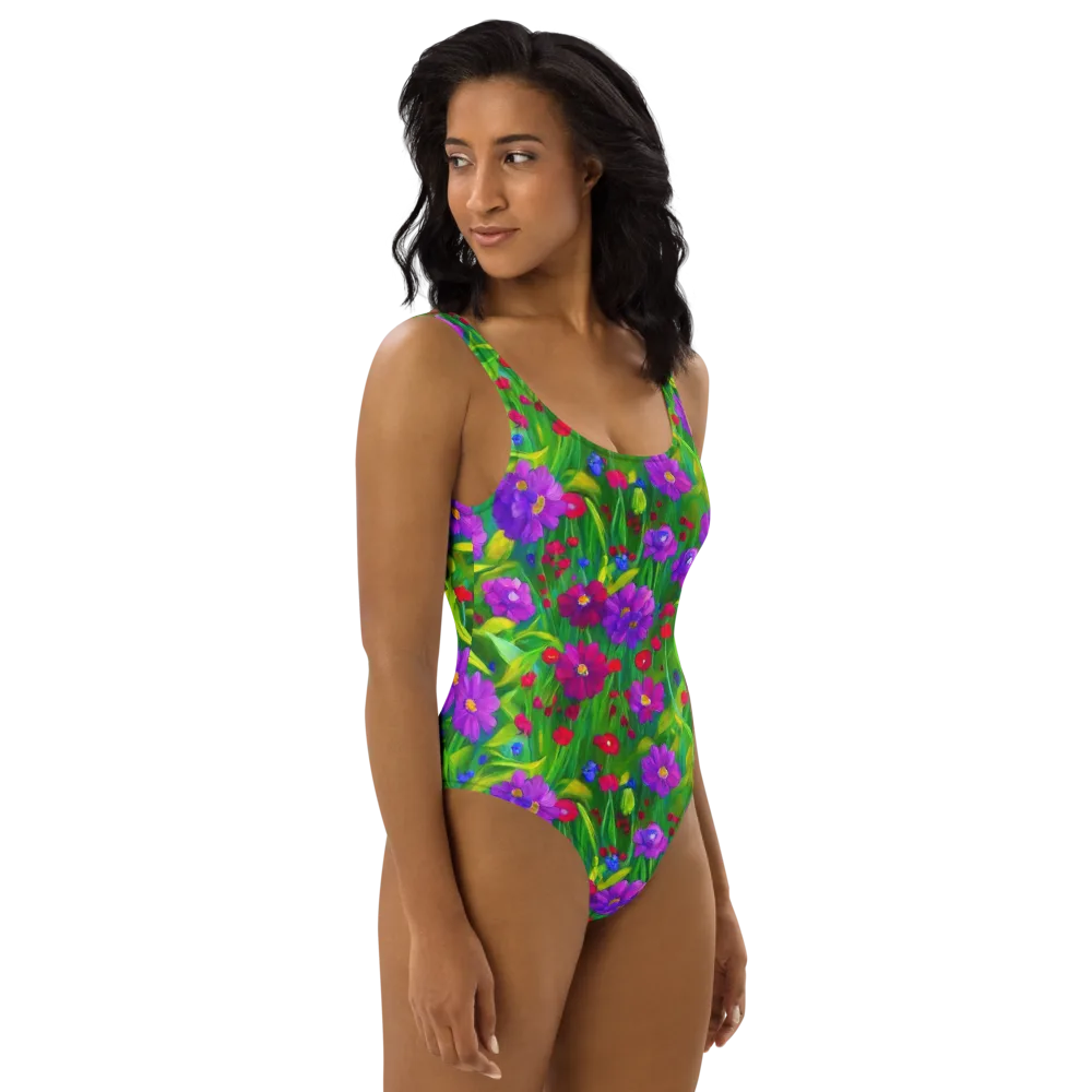 Violet Meadow on One-Piece Swimsuit — Right